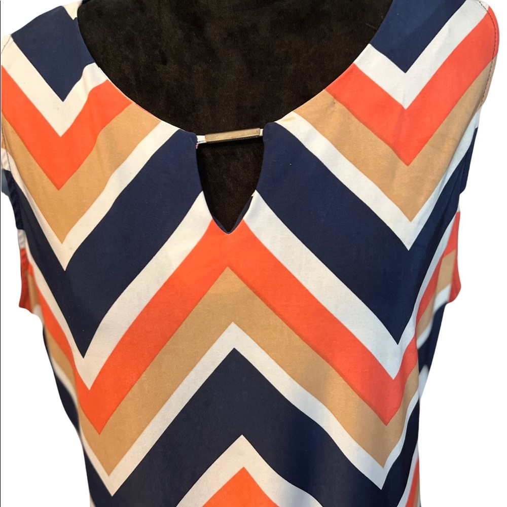 Peach and Blue Sundress 1X Sleeveless